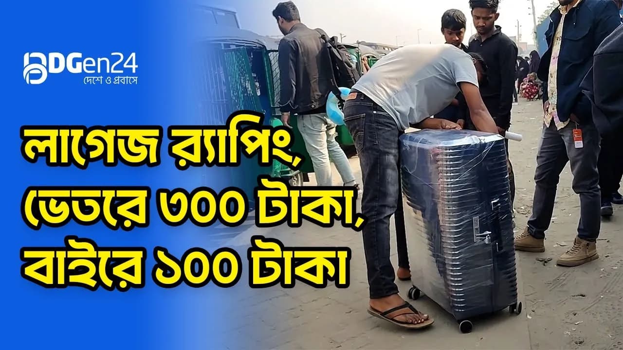 লাগেজ র‌্যাপিং, ভেতরে ৩০০ টাকা, বাইরে ১০০ টাকা