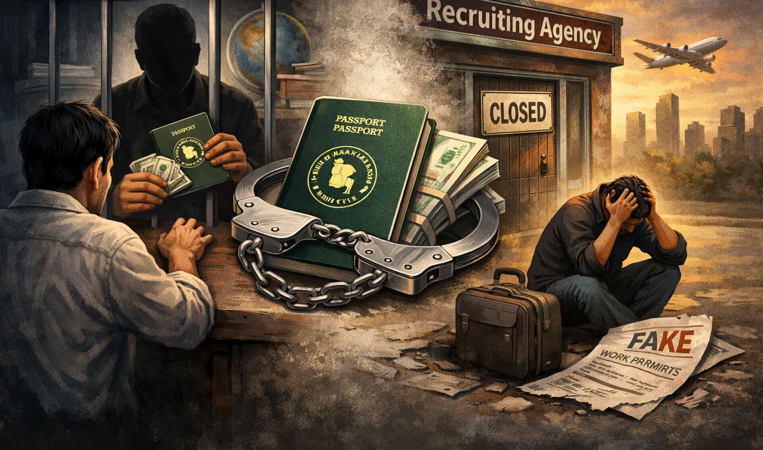 টাকা ও পাসপোর্ট আটকে রাখার অভিযোগ এক রিক্রুটিং এজেন্সির বিরুদ্ধে